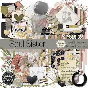 Instant Download, Digital Scrapbook Kit, Digital Scrapbook Embellishments, Digital Papers, For African American Women Clip Art Elements