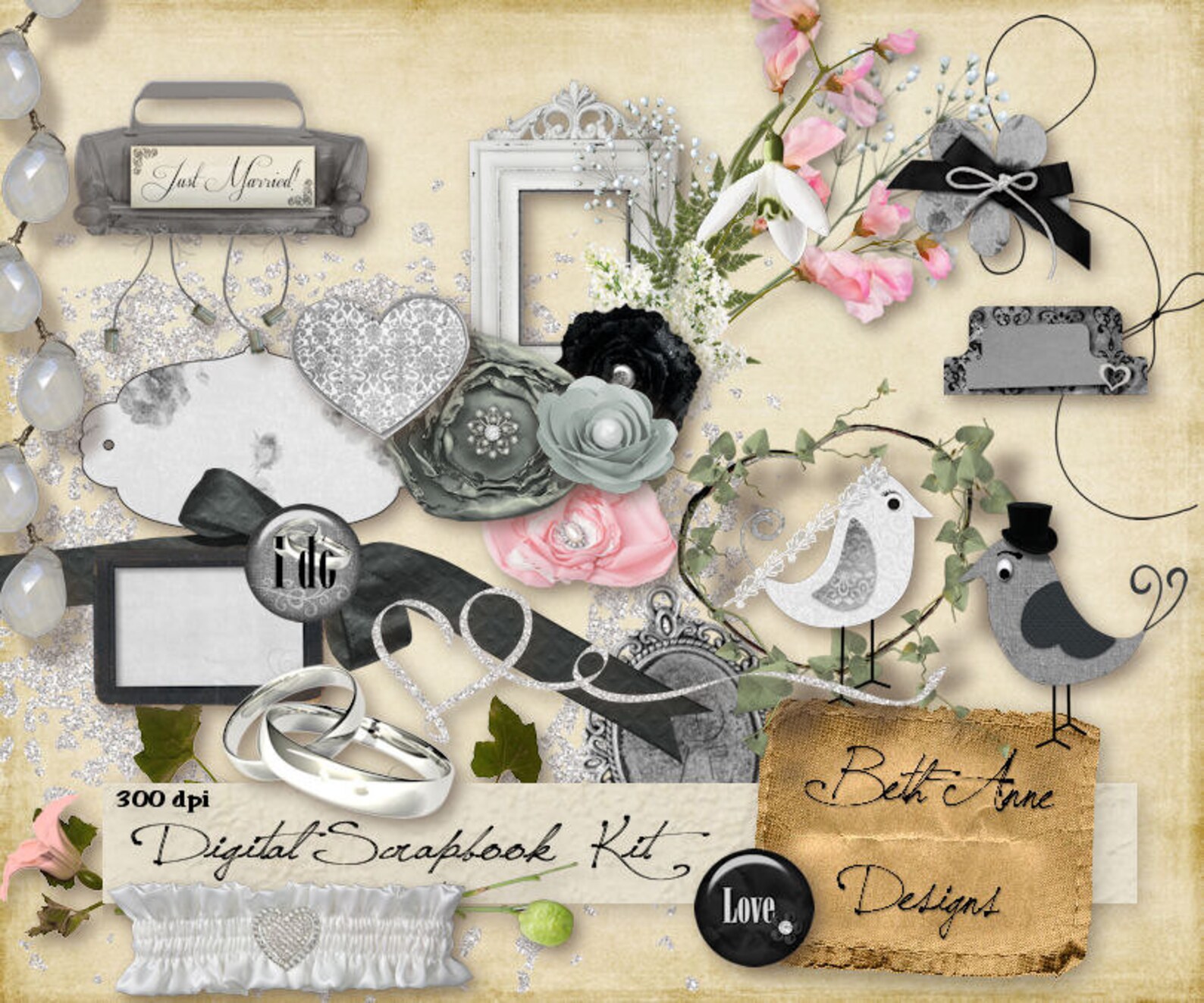 I DO Wedding Scrapbook Kit Instant Download Digital Etsy