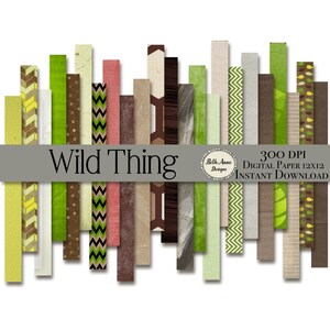 Instant Download Digital Scrapbook Papers, Wild Thing