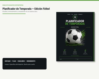 Planificador de Temporada Fútbol Imprimible | Agenda Estudiante Deportista | Registro de Partidos
