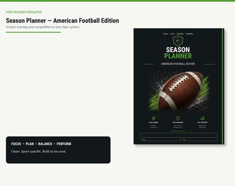 Season Planner American Football Printable | Student Athlete Planner | Game and Film Log