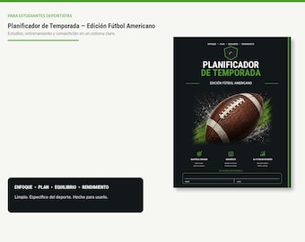Planificador Fútbol Americano Imprimible / Agenda Estudiante Deportista / Registro de Partidos