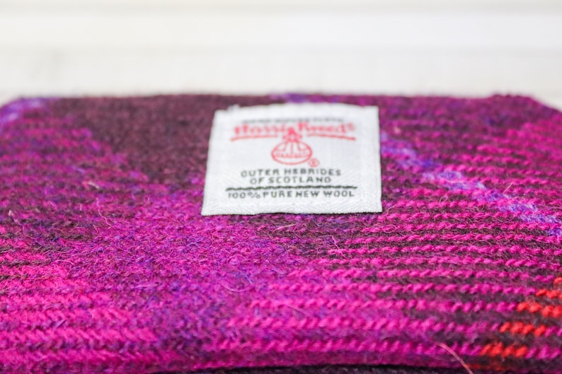 coin purse HARRIS TWEED purse change purse pinkpurple Tartan pattern