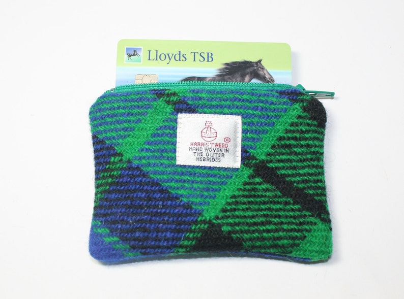 greenblueblack Mackay Tartan change purse coin purse HARRIS TWEED purse