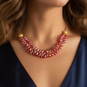 Single layer ruby red, sunset orange, and brilliant gold