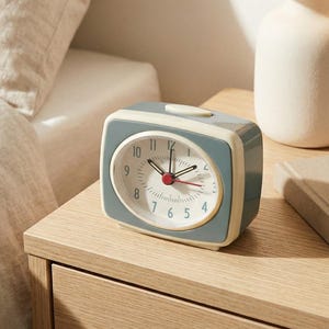 Nordic Minimalist Alarm Clock: Glow-in-Dark Hands, Battery Operated Bedside Timepiece