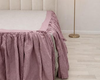 Ruffled Bed Skirt, 3-Panel Design, European Flax Linen