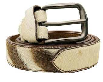 Handmade Cowhide Hair-On Leather Belt – Western Cowboy Style
