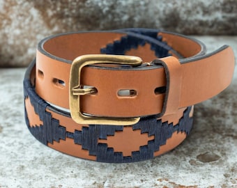 Braided Leather Polo Belt Embroidered Gaucho Argentinian Groomsmen Western Equestrian