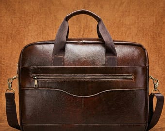 Genuine Leather Laptop Bag | Vintage Messenger Briefcase for Men | Gift For Dad