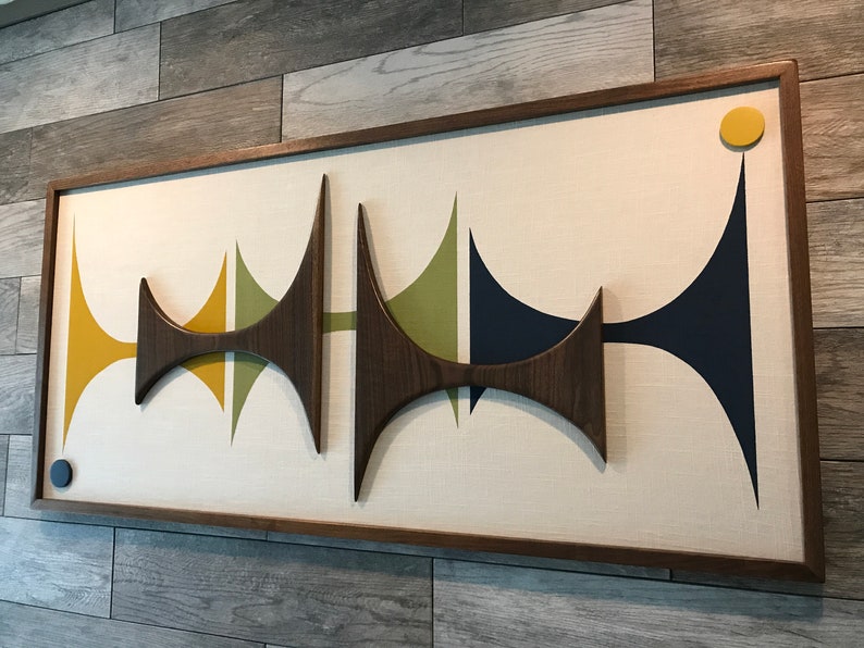 Mid Century Modern Wood Wall Art Witco Inspired Madmen Etsy