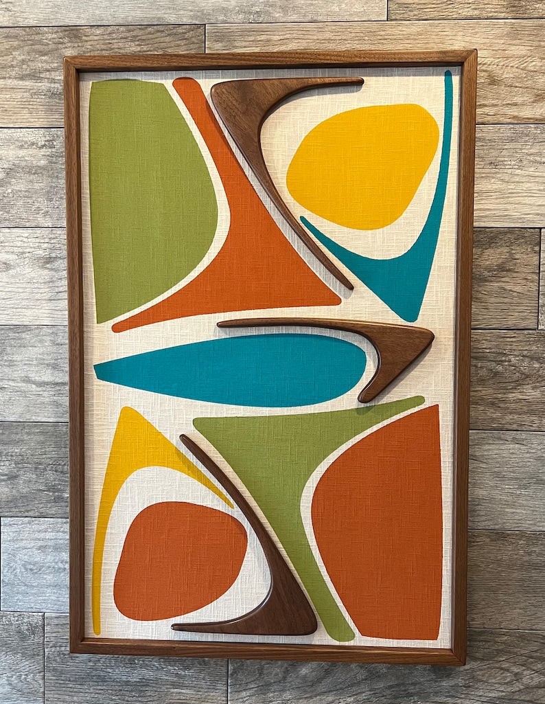 Mid Century Modern Wood Wall Art Witco Inspired Madmen Etsy
