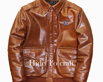 Läder Tuskegee Airmen Tribute A-2 Flygjacka Bomber Brun Jacka