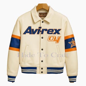 Avirex-inspirerad läderjacka: Vintage streetwear-bomberstil bild 1