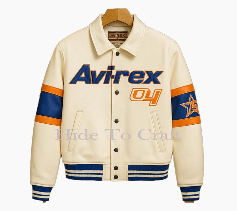 Avirex-inspirerad läderjacka: Vintage streetwear-bomberstil bild 1