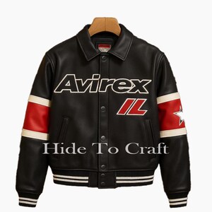Avirex-inspirerad läderjacka: Vintage streetwear-bomberstil bild 4