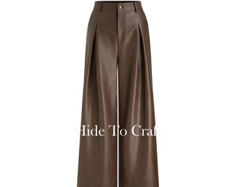 Women Leather Pants High Waist Genuine Leather Streetwear Fashion Trousers