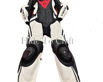 Dainese Demon Sprint Perf Cowhide Leather Motorcycle Suit 1-PC Racing Gear
