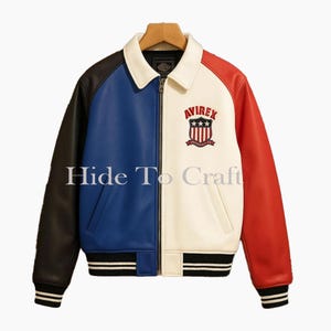 Avirex-inspirerad läderjacka: Vintage streetwear-bomberstil bild 3