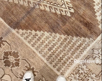 Dark Dessert Brown Oushak Rug Hand Knotted rug High Quality wool Rug,8x10 9x12 10x14 Large Area Rug for Bedroom Living Dining Room