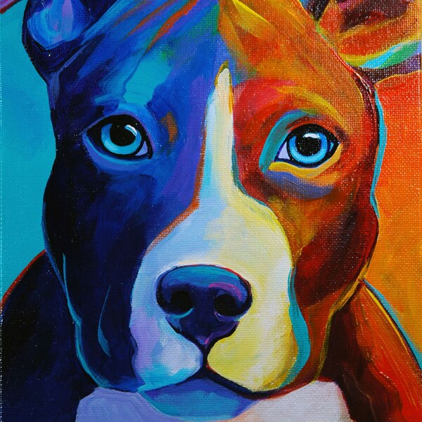 Pitbull Pup - Original Pitbull Dog PRINT 11 x 14 - By Corina St. Martin