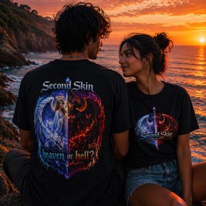 Heaven or Hell T-Shirt | Angel Devil Shirt | Aesthetic Graphic Tee | Streetwear Unisex Shirt | Couple Outfit | Second Skin Shirt