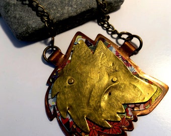 Fox Spirit Animal Pendant // Spirit Animal Art // Repurposed Tin // Upcycled Tin