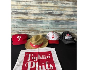 Vintage Lot MLB Philadelphia Phillies Hat Lot of 4 Caps 1 Towel osfm EUC 2009 NL