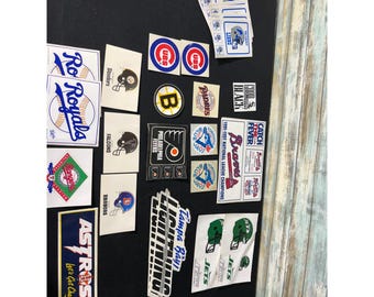 Vintage Sports Sticker Lot os Multi Excellent 90s MLB NFL NHL Team Decals