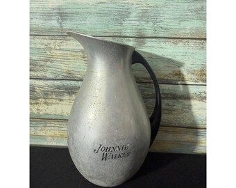 Johnnie Walker Puralum Italy Pitcher Silver Good Vintage Aluminum Barware Carafe