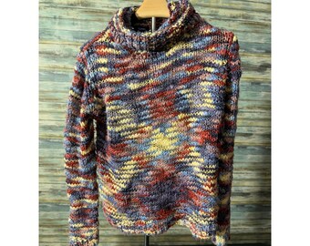 Suéter Reitmans Talla M Multicolor Excelente Tejido grueso Cuello alto Teñido espacial