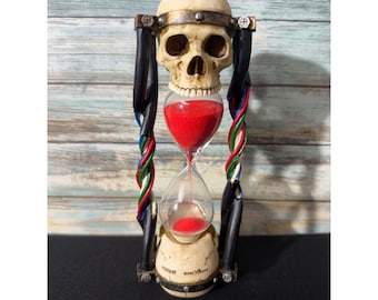 Reloj de arena Summit Skull 2004, color arena roja, estilo gótico steampunk, decoración cyberpunk, temporizador, excelente estado.