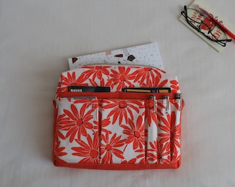 Canvas Organizer, Tote Bag Insert, Pouch with Pockets, Travel Journal Stationery Storage, Tablet Sleeve