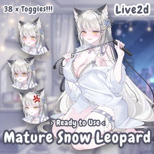 LIVE 2D Model Mature Snow Leopard Vtube Model | Ready to use Premade Vtuber | Youtube Stream/Twitch Stream Fully Rigged Vtuber Studio