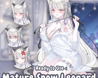 LIVE 2D Model Reifen Schnee Leopard Vtube Model | Gebrauchsfertige Premade Vtuber | Youtube Stream/Twitch Live-Bild von einem vollgeladenen Vtuber Studio