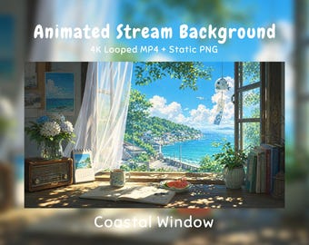 Gemütlicher Sommer-Anime-Hintergrund mit Meeresbrise, Lofi-Chill-Room, Twitch-Overlay, VTuber-Stream, Discord, YouTube OBS