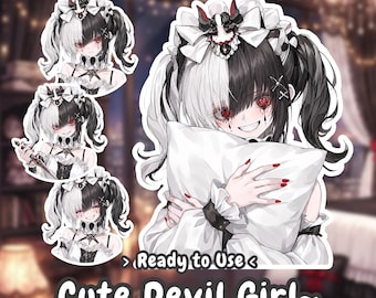Niedliches Teufel-Mädchen | Kawaii PNG | Twitch-Streaming-Avatar | Vtuber Zubehör | Animierter PNGtuber | Sprachreaktiv | Gebrauchsfertige OBS