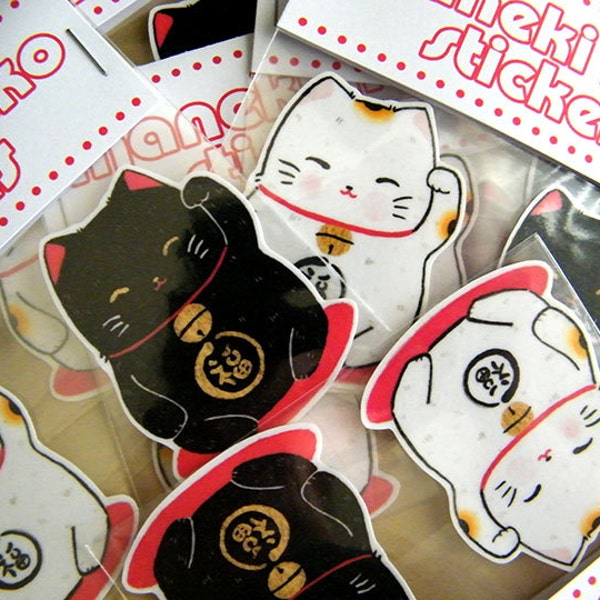 Maneki Neko Classic Stickers - 2 pack - Lucky Cat