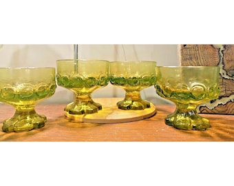 Franciscan Madeira Citron Green Sherbet Glasses Set 4 MCM Footed