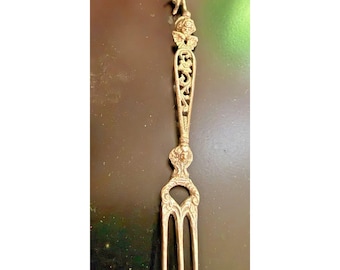 Antik Kerubgaffel Försilvrad Art Nouveau Putti Blommor Italien Dekorativ
