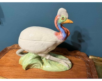 Rare Antique Sarreguemines Majolica Bird Tureen – 19th Century French