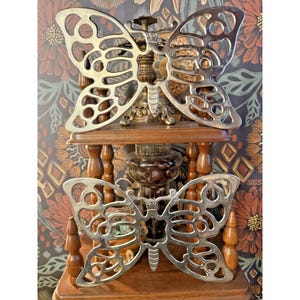 Paar Leonard Silberplatte Schmetterling Untersetzer Vintage Dekorative Küche Warme Teller