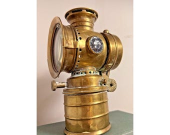 Faro delantero de bicicleta Vitaphare H&C de latón y carburo, estilo vintage, fabricado en Francia.