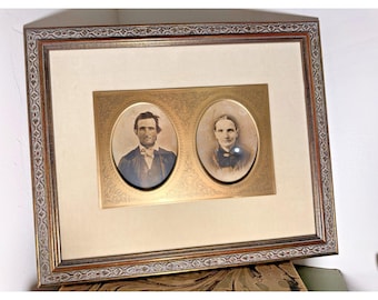 Ritratto doppio incorniciato della famiglia Hamilton, risalente all'epoca della Guerra Civile americana.
