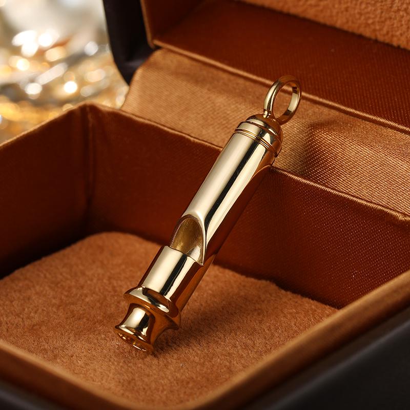 18K Gold Viking Guardian Replica Whistle Pendant - Travel Safety