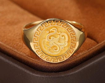 18K Gold Zinnoberrot Vogel Ring chinesisches Paar benutzerdefinierte Gravur