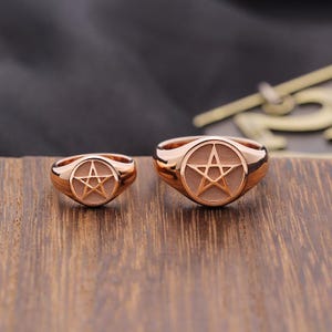 Rose Gold Pentagram Signet Ring - Fashion Armor of Self Expression
