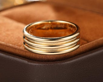 Anillo apilable de oro de 18 quilates / Círculo de la vida de Draupnir nórdico