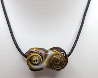 Handmade Lampwork Glass Pendant Necklace, Earth Tone Swirl, OOAK Studio Jewelry
