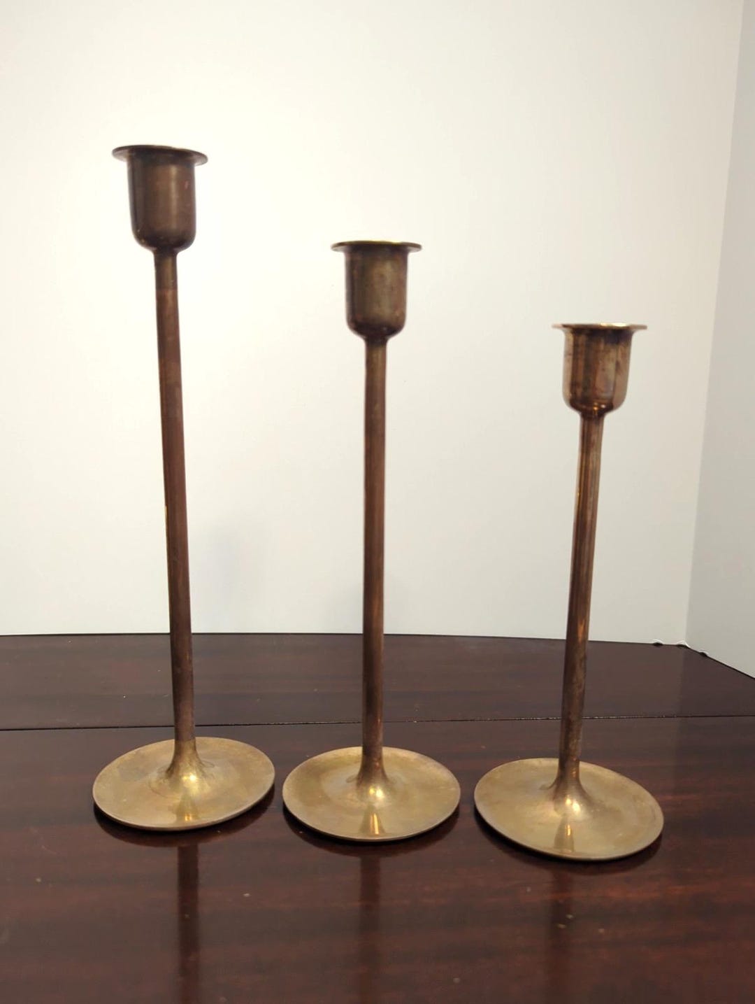 Vintage Brass Candlestick Holders Set of 3 Graduated Taper Candle ...